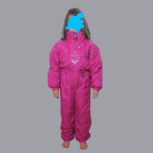 Vintage 80s Girls Ski Jumpsuit Small 10 Pants Puffer Nylon Snow Ossi